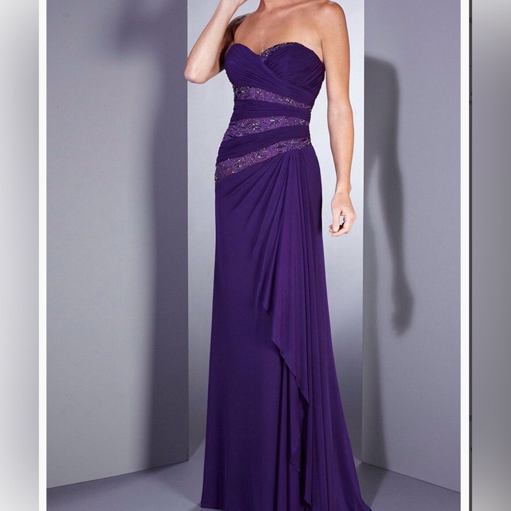 Serena London Elegant Purple Strapless Evening Gown